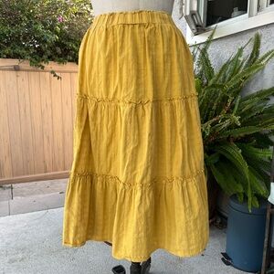 Women's Long Tiered Skirt SHEIN 4X Yellow Lightweight Square Pattern